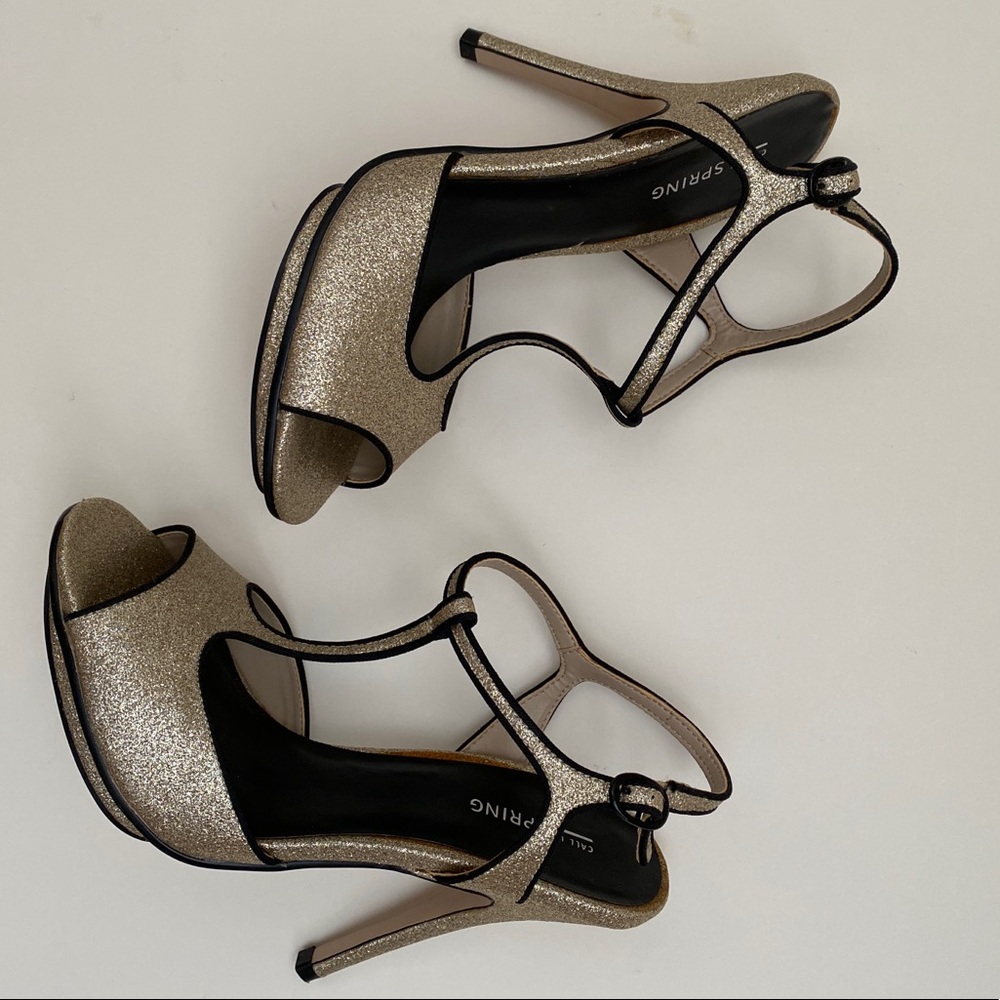 Call It Spring Gold Glitter High Heel Sandals